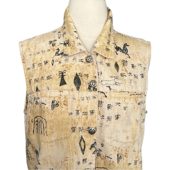 CHICO’S DESIGN Linen Top Blend Western Vibes Sleeveless, Size Medium - Picture 3 of 15